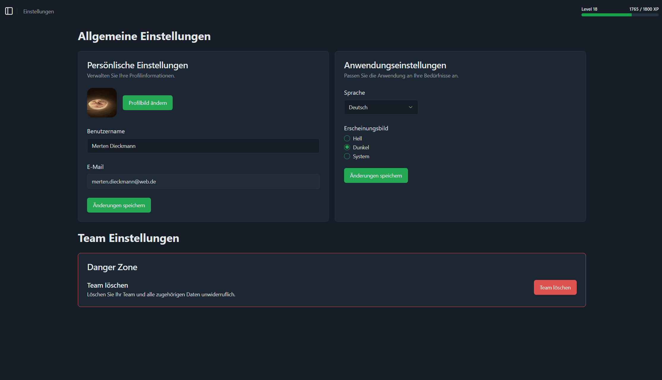 settings overview