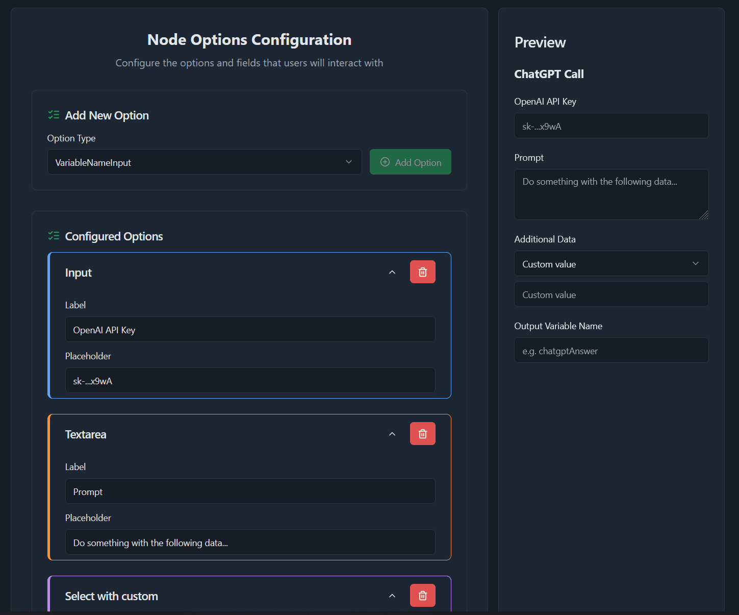 Step 3 – Options Example